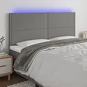 Bed Headboard LED, Beds Head Frame LED Headboard Dark Grey 160 cm Fabric