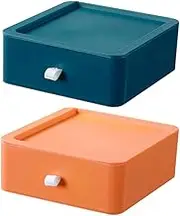 OHPHCALL 2pcs Plastic Storage Box File Case for Office Supplies Multi-layer Drawer Type Box