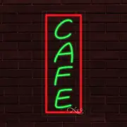 NEW "CAFE" w/BORDER VERTICAL 30x12x1 INCH LED FLEX WINDOW/WALL INDOOR SIGN 30974