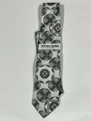 Mens Stacy Adams Gray Geometric Shapes Design Tie Matching Pocket Square NEW