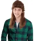 Adult Men's Style 80's Mullet Wig | Honey Blonde Brown Color Long Mullet Wig