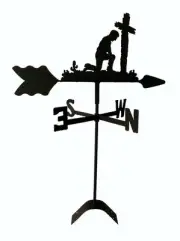 praying man weathervane wrought iron look roof mount made in usa TLS1033RM