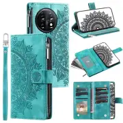 For OnePlus 11 Case Datura Leather Zipper Card Slots Flip Wallet Pocket Cover