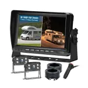 VEKOOTO Dual RV Backup Camera System Wired AHD 1080P 7 inch Split Screen Moni...