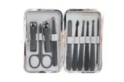 Compact Manicure Set - Grey/Black with Ivory & Copper Accents, 12.5cm
