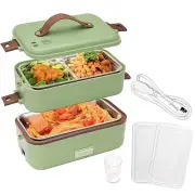 2 Layer 300W Portable Electric Lunch Box Food Warmer for Travel Self Cooking Heated Lunch Box for Home Office Cooking Fo
