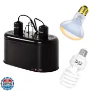 REPTI ZOO Dual Reptile Light Fixture Reptile Heat Lamp Combo Pack, 100W UVA D