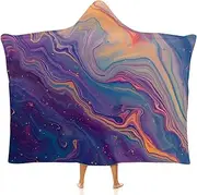 [Ausinbed] Marble Style Wearable Cloak Hooded Blanket Fleece Hooded Robe Cloak Arctic Velvet Warm Throw Quilt Poncho Soft Nap Blanket Novelty Blanket Air Conditioning Blanket,60"x80"