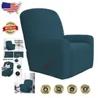 Premium Stretch Polyester Sofa Slipcover Set - 4 Pieces, Deep Teal Checkered