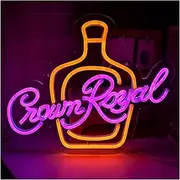 Sign Lamp Crown Whiskey Neon Lights USB Powered Dimmable Sign for Garage Home Club Party Wall Decoration 26cm×34.9cm