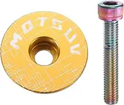 sourcing map 1 1/4" OD Bicycle Headset Stem Top Cap Aluminum Alloy Cycling Headset Cover Stem with Rainbow Color M6 Bolt for Mountain Bicycle Road Bicycle MTB, Yellow