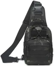 ATBP Small Tactical Sling Backpack Bag for Men Military Shoulder Black Camo Cp