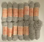 Lot of 14 Vintage New/Old Stock NICE N NUBBY Frosted Grey SKEINS Yarn Knitting