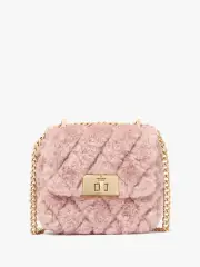 Carey Quilted Faux Fur Micro Flap Crossbody