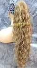 PONYTAIL HAIR PIECE EXTENSIONS EXTRA LONG LAYERED CURLY BLONDE MIX NWT #F14.24