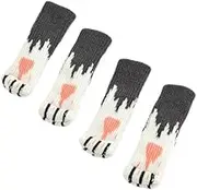 FOUCHAI Cute Cartoon cat Claw Knitted Table Foot Cover Non-Slip wear-resistant-1841 Brown Pattern||6-17cm
