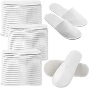50 Pairs Disposable Slippers Non-Slip Slippers Guest Slippers Unisex Disposable Slippers Brushed Plush Linen Slippers for Hotel Home Guest Train Travel Massage, White, as pictures shown