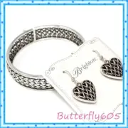 Brighton Delicate Memories Heart Weave French Wire Earrings Bangle Set NWT $136