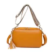 Women Fashion Double Strap Messenger Tassel Bag Shoulder Handbag,Brown