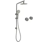 KYLINS Gun Metal 8" Bath Shower Head & Handheld Slide Rail With Twin Taps Set