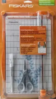 Fiskars 152400 3pc Papercrafting Set SureCut Paper Trimmer Scissor & Razor Knife