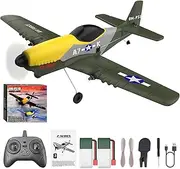 RC Plane 2.4GHz 3 Channel Remote Control Airplane - P51D Mustang 6 Gyroscopes Stabilization System RC Airplane for Beginners （Military Green）