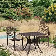 3 Piece Bistro Set Cast Aluminium Bronze Patio Bar Sets