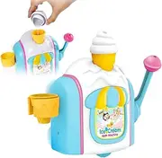 Bubble Ice Cream Maker Bath Toy, Child Bath Toy Foam Ice-Cream Maker, Bath Bubble Machine Ice Cream, Bath Ice Cream Foam Maker, with 4 Simulation Ice Cream Cone, Ice Cream Bath Toys for Kids