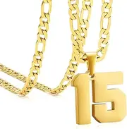 [ANMUXI] Necklaces: Your Unique Identity - Custom Gold-Plated Initials & Numbers, Paired with a Stylish Stainless Steel Sports Chain
