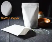 Stand-Up Zip Lock Cotton Paper Bags white soft resealable tea food heat-sealable