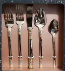 20 Piece Venezia Milano Silverware Set - 18/10 Gold Plated Stainless Flatware