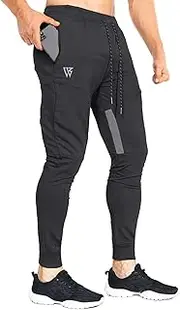 [ZENWILL] Mens Tapered Workout Running Pants, Jogger Training Sweatpants Slim Fit with Zip Pockets