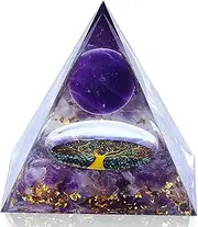2" Orgone Pyramid for Meditation,Crystal Pyramid Amethyst Crystals and Healing Stones,Shelf Office Desk Living Room Bedroom Home Decor,Gemstones Gifts for Women Men Mom Dad Christmas