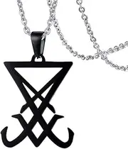 [UMtrade] Mens Stainless Steel Goth Witch Seal of Lucifer Church of Satan Symbol Pendant Necklace