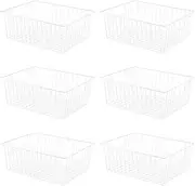 Nprohuge Upright Freezer Organizer Bins，Freezer Storage Baskets for 16, 17, 21 cu.ft Standup Freezer, Wire Storage Baskets with Built-in Handles, 6Pcs , White