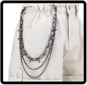 [Resweky] Multi-layer Rivet Pants Chain Hip Hop Gothic Punk Tassel Trouser Chain Metal Waist Chain Wallet Chain Body Jewellery for Women and Men Gifts