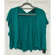 Mossimo Open Front Cardigan Cropped Teal Green NWT XXL Lightweight