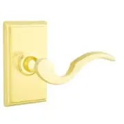Emtek Cortina Door Lever Passage Set Rectangular Rosette Polished Brass