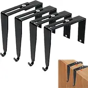 joaoxoko Cubicle Hooks，4 pcs Over The Door Hook Office Cubicle Hangers Cubicle Walls Hooks，with 1 3/8 Inch to 3 1/2 Inch Thickness for Universal Partition Hanger Set (Black) (4PCS)