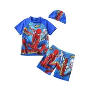 Kids Boys Spiderman Captain America Swimwear Swimsuit With Swim Cap Bathing Suit-i A 5-6Years