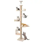 Advwin Cat Tree Wood Tower Scratching Post Scratcher Floor to Ceiling 230cm-245cm