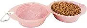 Portable Dog Bowl - Double Feeder Dish - Foldable Food Container for Puppies Kittens, Pet Supplies for Walking Hiking Traveling