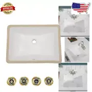 Stylish Undermount Vessel Sink - 21x15 Glossy White Ceramic Basin for Bathrooms