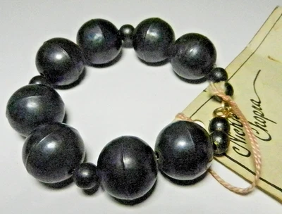 Black Oxidized 20 mm Round Brass Beaded Bracelet-Artisan "One-of-a-Kind" 7 1/2"