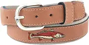 [ZEP-PRO] Men's Tan Leather Embroidered Redfish Belt