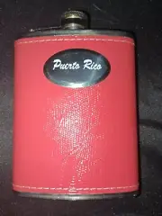 Pink Stainless Steel Pleather Puerto Rico Flask