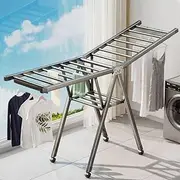 Hbluefat Clothes Drying Rack with Wheels, Foldable Large Laundry Drying Rack Collapsible, Carbon Steel Drying Clothing Rack for Indoor Outdoor