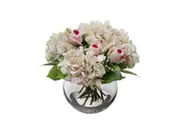 28cm Hydrangea Arrangement in Fish Bowl Artificial Flower Plant Decor