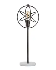 JONATHAN Y Atomic Caged 26.5in Edison Bulb Metal Marble Modern LED Table Lamp