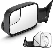 TWM050 Pair of Towing Mirrors Fit for Dodge 1994-2001 Ram 1500, 1994-2002 Ram 2500 3500, with Manual Folding/Flip Up